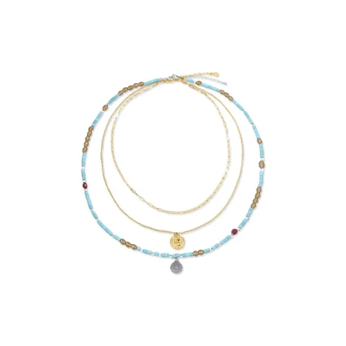 AWE Титановая сталь Эмаль Тройной Layer Многослойность Ювелирные украшения Цепочка на ключицу Bestie Подарочный набор Женские