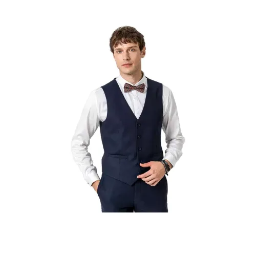 DIKENI Жилет Мужской Синий Смешанный Клетка