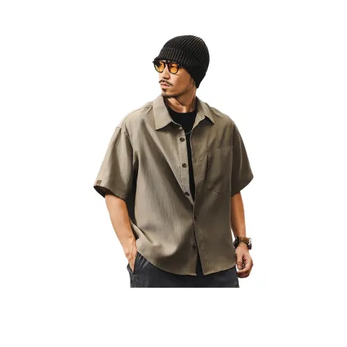 JIELEINUO Рубашка Мужская Хаки Зеленая