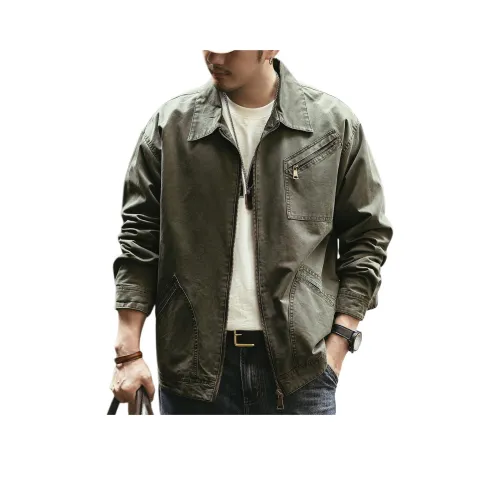 GELANLU Весенние куртки и пальто свободный крой унисекс армейский зеленый