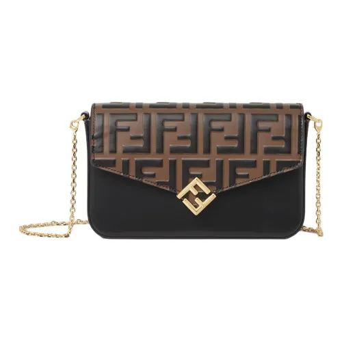 FENDI Wallet On Chain FF DiamondsКошелек Из Кожи Черного И Коричневого Цветов