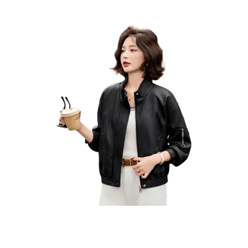 Yi Mengyuan Кожа Куртка Женская