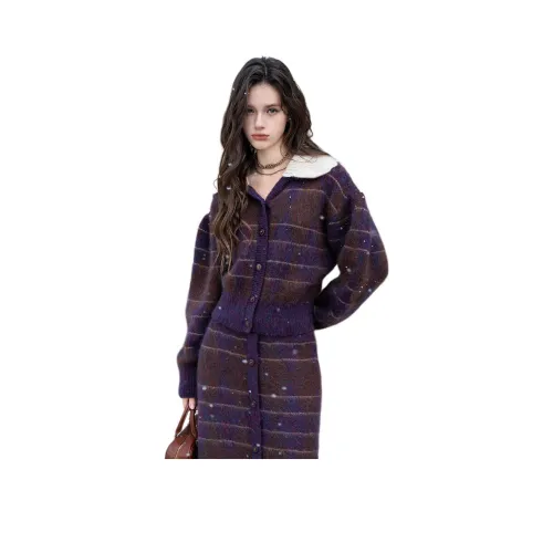 JORYAweekend Трикотаж Женский Цветочный Дизайн Фиолетовый