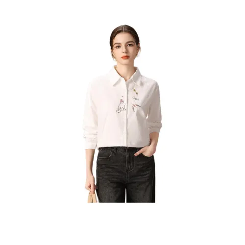 FENHONGMALI Рубашка Женская Белая
