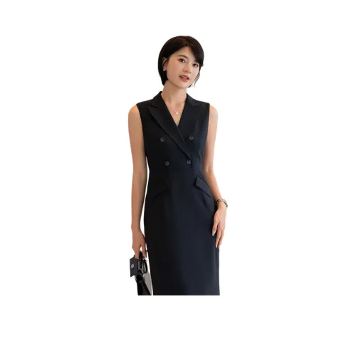 ONE SHALLOW Без рукавов Платье Женское Темно-синий