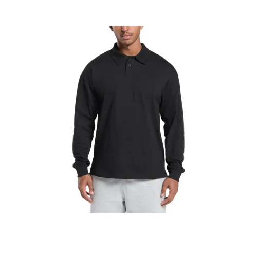 GYMSHARK Длинный рукав Поло Мужской Черный