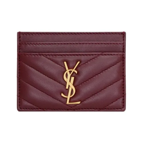 SAINT LAURENT Cassandre Lambskin Картхолдер Женские Красный