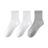 3 шт [2 белых, 1 серый / ботинки до середины икры]