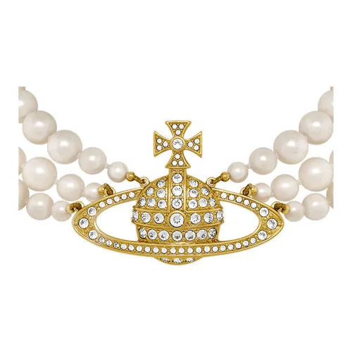 Vivienne Westwood Латунь Swarovski Pearl Necklaces Женские Gold