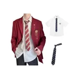 Красный комплект из трех предметов [пальто + рубашка + галстук]