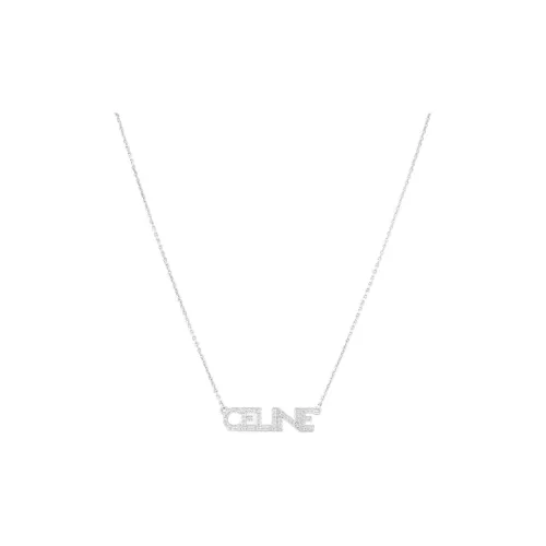 CELINE Мателас Монохром Латунь Кристальные ожерелья Женские Серебряные