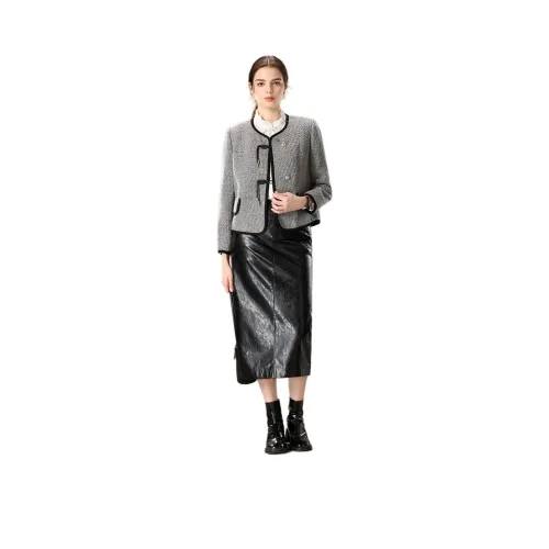 FENHONGMALI Куртки и пальто Женские Серый