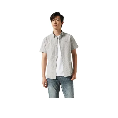 Ancient Shark Серо-белые полосы 02021016 Мужская рубашка