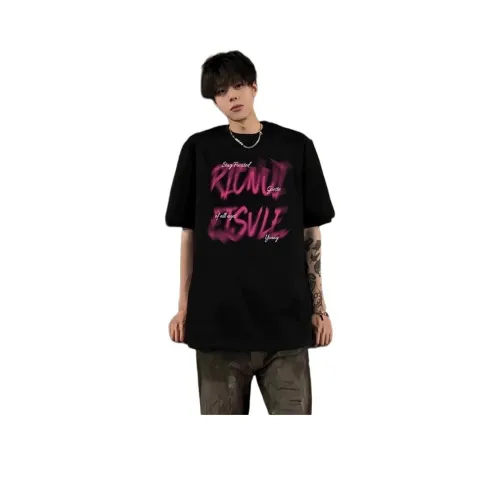 JIARONG С принтом Парный 100% хлопок Повседневный Мужской Свободный крой Рубашка с короткими рукавами Унисекс