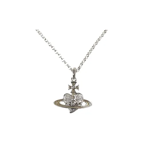 Vivienne Westwood Серебряный Reverse Heart Saturn Design Ожерелье Унисекс Серебряный
