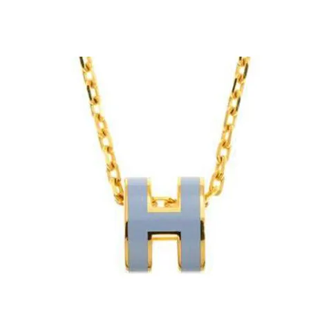 HERMES Металлические ожерелья Женские Светло-Синий