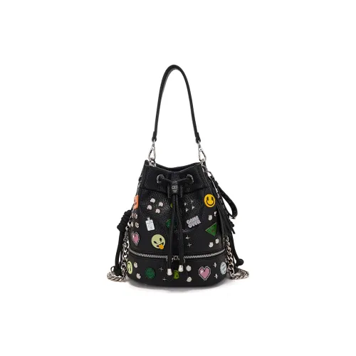 La Carrie Сумка из коровьей кожи ведрообразной формы сумка через плечо плечевая сумка обычная женская черная