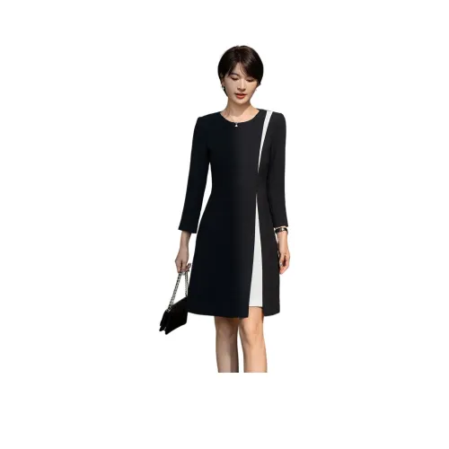 ONE SHALLOW Длинное платье с длинным рукавом женское черное