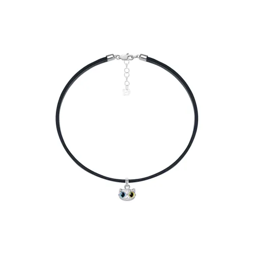 PEACE CAT 925 стерлинговое серебро кожа ожерелья женские