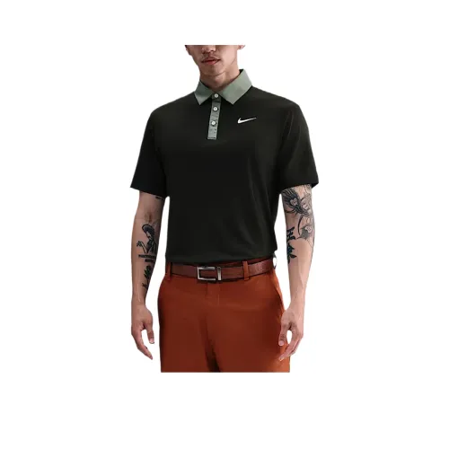 Nike Dri Fit Зеленый/Бежевый/Синий Мужская Рубашка с короткими рукавами