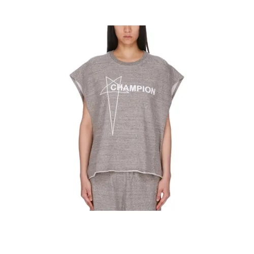 RICK OWENS Champion Co Branded Edition Серый Смешанный цвет Женские Майки