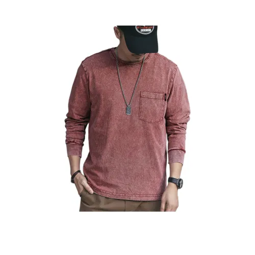 GELANLU Весна T-Shirt Унисекс Кирпично-красный