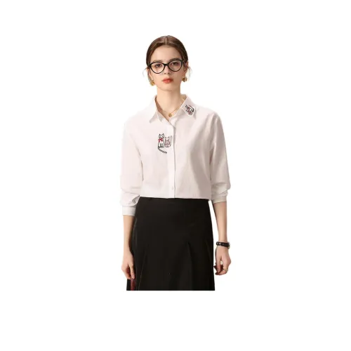 FENHONGMALI Рубашка Женская Белая