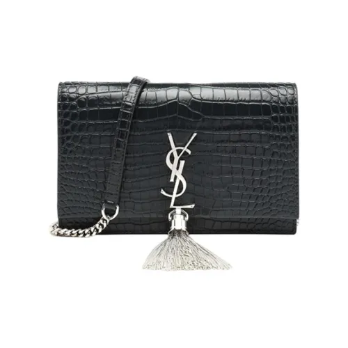 SAINT LAURENT Kate Коровья кожа Конверт Сумка Кошелек Сумка через плечо Женская Черная