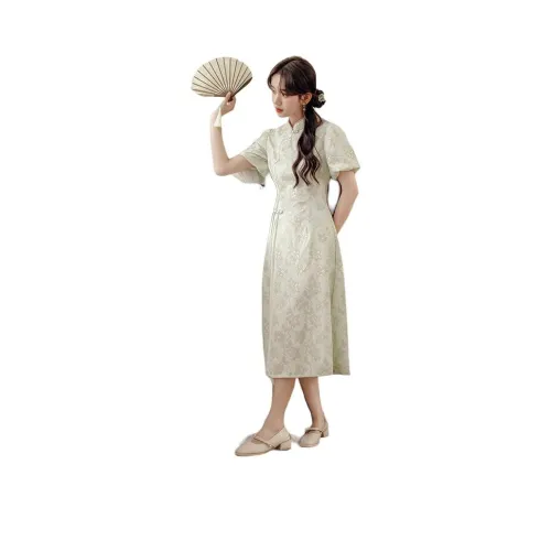 Короткий рукав платье женское зеленый