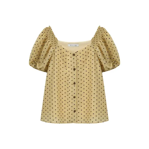 MISHOW Полка Дотс На Желтом Фонде Женские Рубашки