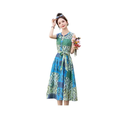 TEME Синий Женские Платья без рукавов