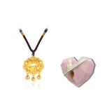 Золотистый кулон "Мир" с застежкой + [Ограниченная подарочная коробка-Встреча]