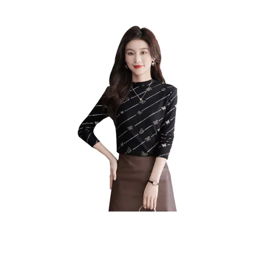 Cypress House T-рубашка Женская Черная Подкладочная ткань Золотая Бабочка