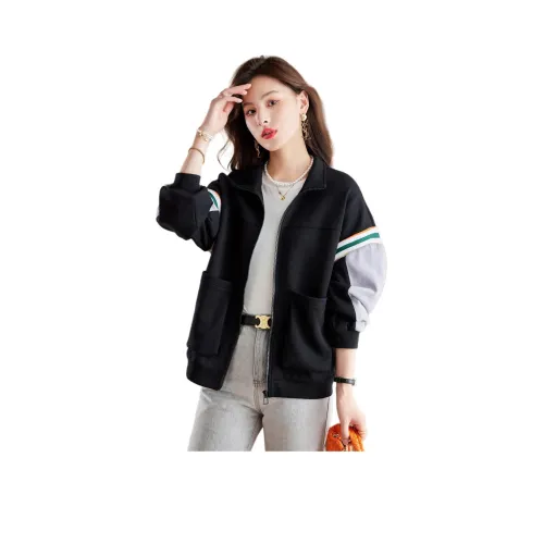 Like The Age Of Water Весна Осенний Бархат feel Куртка Свободный крой Женский Черный