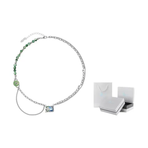 BGUUY Ожерелья с натуральными камнями циркон унисекс зеленый