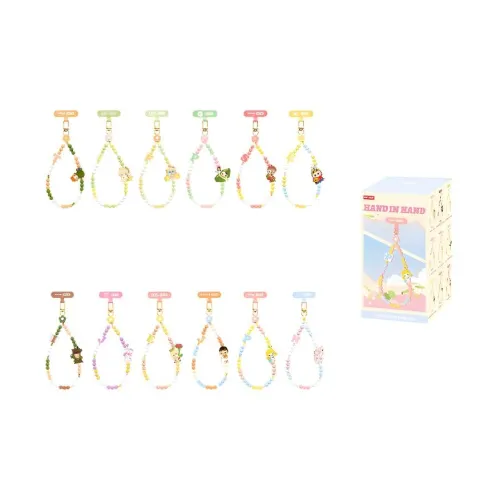 POP MART Коллаборация Edition Hand in Hand Коллекция Мобильный телефон Цепочка Слепые коробки Один Mystery Коробка Целая коробка 12 шт