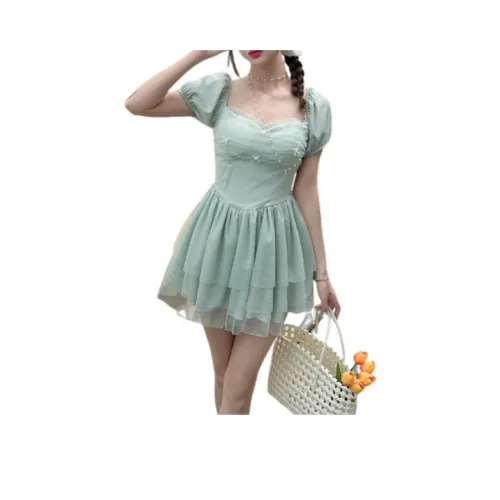 YICHEN Короткое платье с короткими рукавами женское