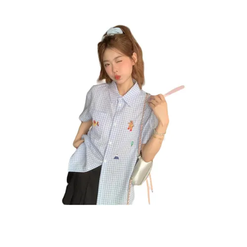 HELEH Синяя клетка Женские Рубашки