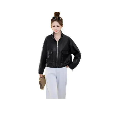 Yi Mengyuan Кожа Куртка Пальто Женские