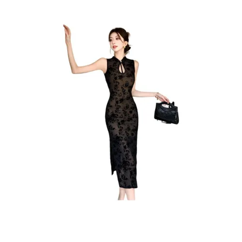 MORii Без рукавов Платье Женское Черное