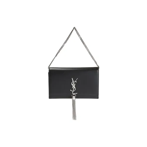 SAINT LAURENT Kate Телячья кожа Бахрома Сумка Кошелек Сумка через плечо Женская Черная