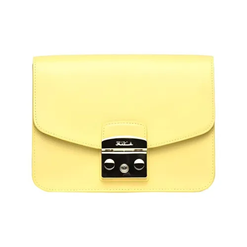 Furla Metropolis Collection Кожа Camera Сумка Маленькая Квадратная Сумка Сумка через плечо Женская Светло-желтая
