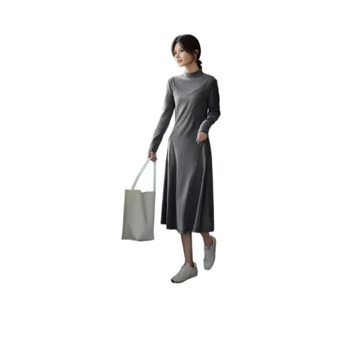 XWI Длинное платье с длинным рукавом женское темно-серый