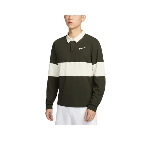 Nike Dri Fit ADVCourt Slam SS25 Теннис Топ Мужской Секвойя Зеленый Светлый Айвори Белый