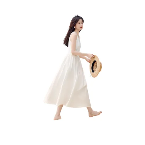 Mo Han Yi Mei Без рукавов Платье Женское Белое