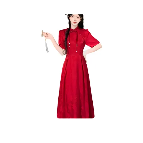 YICHEN Короткое платье с короткими рукавами женское