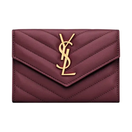 SAINT LAURENT Lambskin Wallet Women's Red