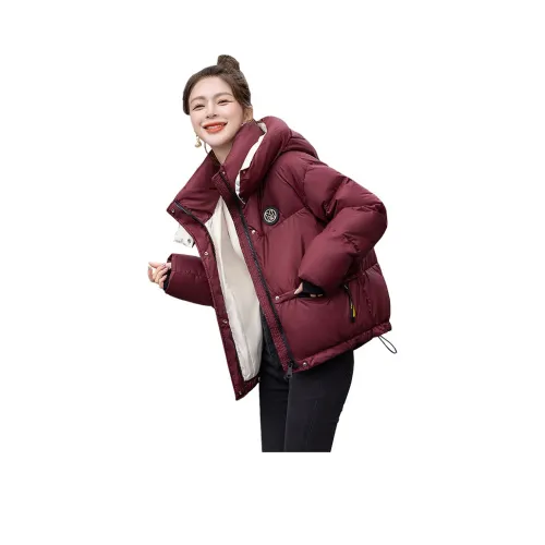 Cypress House Пуховик Женский Бордовый Экрю
