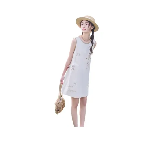 ZIHAN Без рукавов Платье Женское Экрю