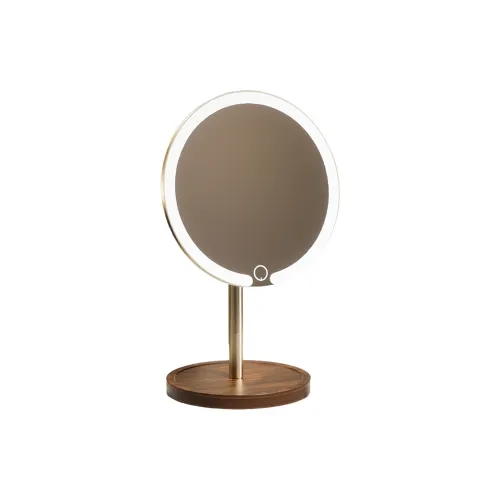 OEING Зеркало для макияжа из массивной древесины с LED портативное трехцветное с регулируемой яркостью